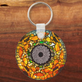 Glas in lood florale vintage sleutelhanger (Voorkant)