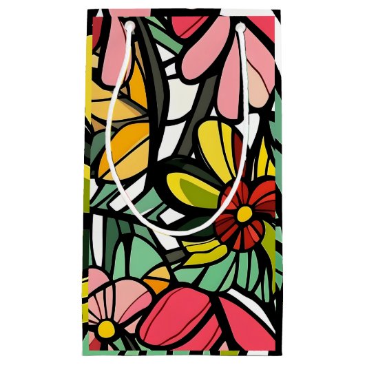 Glas in lood Flower Design Klein Cadeauzakje (Voorkant)