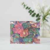"Glas in lood" Flowers Briefkaart (Staand voorkant)