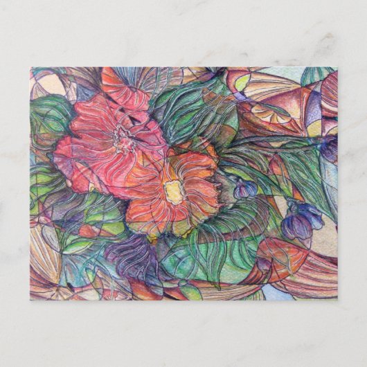 "Glas in lood" Flowers Briefkaart (Voorkant)