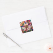 Glas in lood Flowers Decal Vierkante Sticker (Envelop)