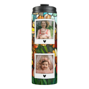 Glas in lood Flowers Foto Lijst Thermosbeker