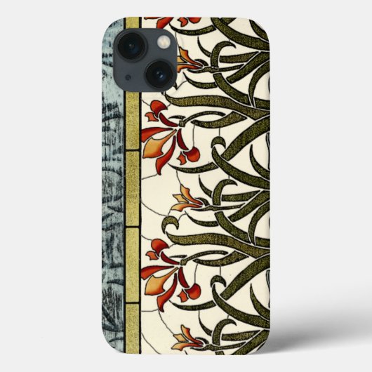 Glas in lood Flowers met Tan Border Case-Mate iPhone Case (Achterkant)