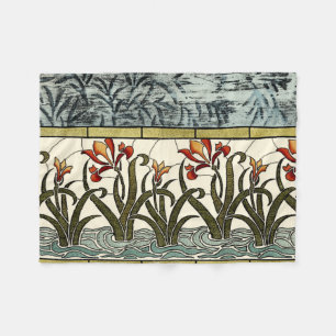 Glas in lood Flowers met Tan Border Fleece Deken