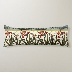 Glas in lood Flowers met Tan Border Lichaamskussen