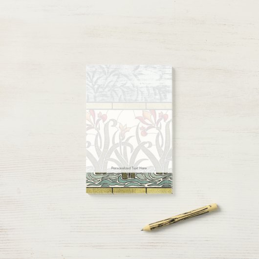 Glas in lood Flowers met Tan Border Post-it® Notes (Op bureau)