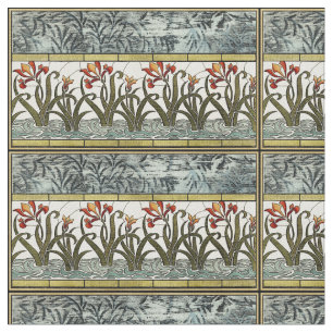 Glas in lood Flowers met Tan Border Stof