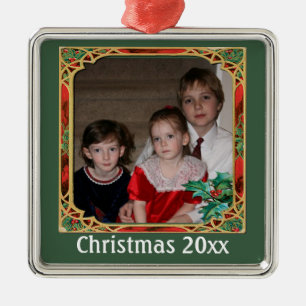  Glas in lood Foto Lijst Rood Groen Metalen Ornament