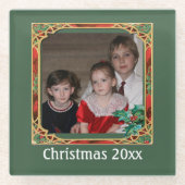  Glas in lood Foto Lijst Rood groen projectiel Glazen Onderzetter (Voorkant)