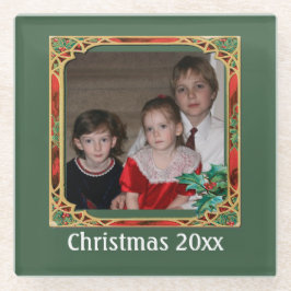  Glas in lood Foto Lijst Rood groen projectiel Glazen Onderzetter