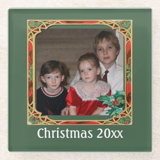  Glas in lood Foto Lijst Rood groen projectiel Glazen Onderzetter (Voorkant)