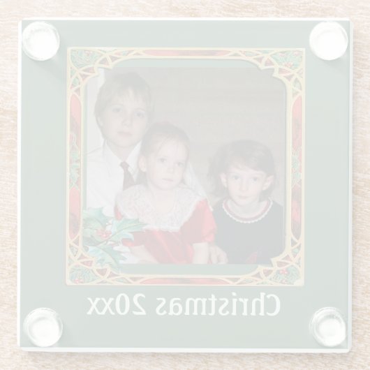  Glas in lood Foto Lijst Rood groen projectiel Glazen Onderzetter (Achterkant)