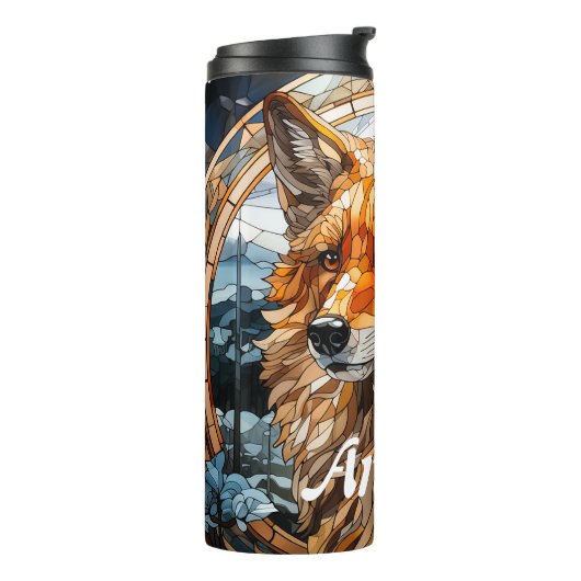 Glas in lood Fox Thermosbeker (Gedraaid links)