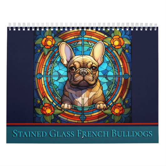 Glas in lood Franse Bulldog Kalender (Hoes)