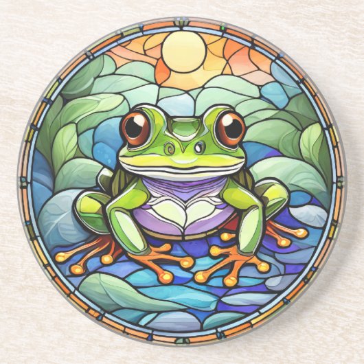 Glas in lood Frog Sandstone Onderzetter (Voorkant)