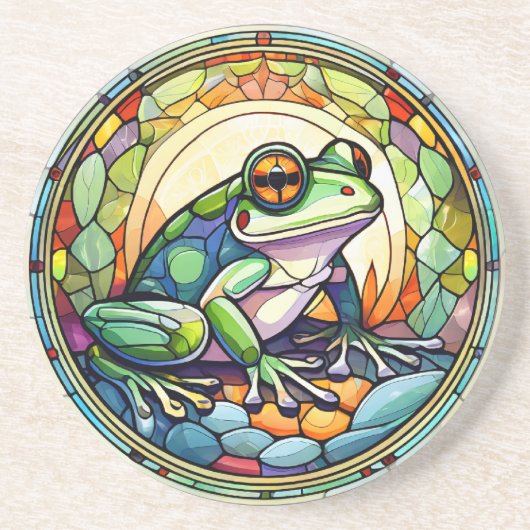 Glas in lood Frog Sandstone Onderzetter (Voorkant)