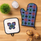 Glas-in-lood (Fusion - Middernacht) Ovenwant & Pannenlap Set (Top down)
