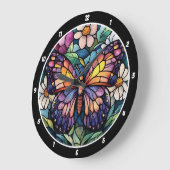 Glas in lood Garden" - Vlinder & Bloemen Grote Klok (Hoek)