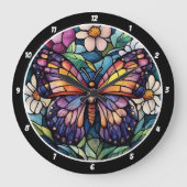 Glas in lood Garden" - Vlinder & Bloemen Grote Klok (Voorkant)