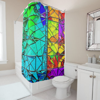 Glas in lood gebarsten douchegordijn