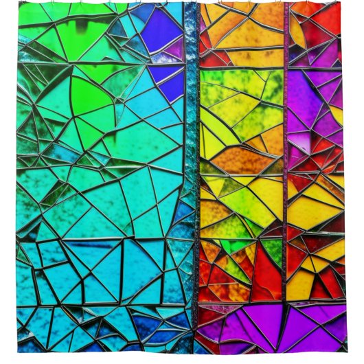 Glas in lood gebarsten douchegordijn (Voorkant)