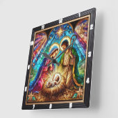 Glas in lood Geboorte Heilig Vierkante Klok (Hoek)