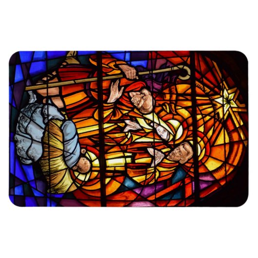 Glas in lood Geboorte Kerstmagneet Magneet (Horizontaal)