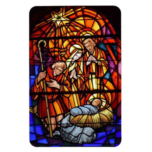 Glas in lood Geboorte Kerstmagneet Magneet (Verticaal)