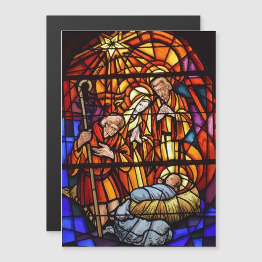 Glas in lood Geboorte Kerstmis Magnetische Kaart (Voorkant / Achterkant)