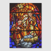 Glas in lood Geboorte Kerstmis Magnetische Kaart (Voorkant)