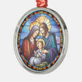 Glas in lood Geboorte Kerstmis Metalen Ornament (Links)