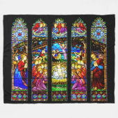 Glas in lood Geboorte Scène Kerstmis Fleece Deken (Voorkant (Horizontaal))