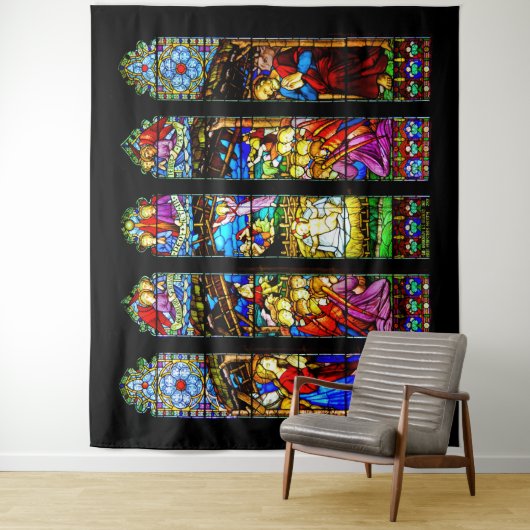 Glas in lood Geboorte Scène Kerstmis Wandkleed (In situ)