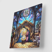 Glas in lood Geboorteplaats 2 Vierkante Klok (Hoek)