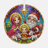 Glas in lood Geboorteplaats met de Kerstman Ornament (Achterkant)