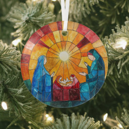 Glas-in-lood geboortescène Kerstbal Glas Ornament