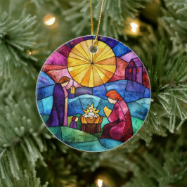 Glas-in-lood geboortetaferelen kerstboomornament keramisch ornament