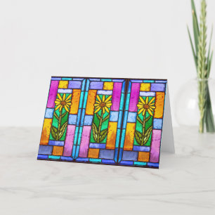Glas in lood geel Daisy Note Kaart