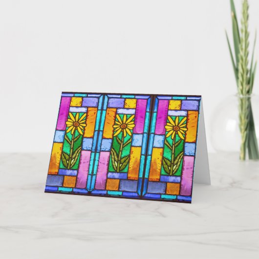 Glas in lood geel Daisy Note Kaart (Voorkant)