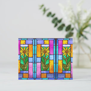 Glas in lood geel Daisy Note Kaart