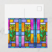 Glas in lood geel Daisy Note Kaart (Voorkant / Achterkant)