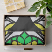 Glas in lood Geel Groen Boom Kunstwerk Tissuepapier (Geschenk)