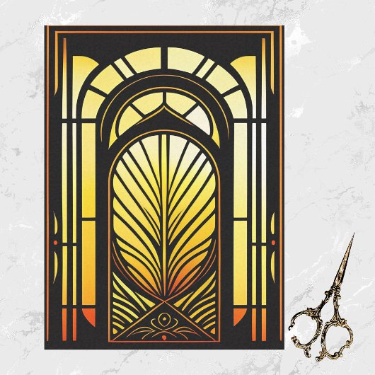 Glas in lood Geel Sinaasappel Illustratie Groot Tissuepapier