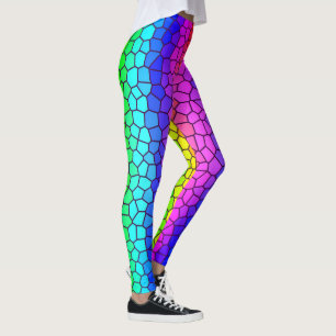 Glas in lood geïnspireerde regenboogkleurige Leggi Leggings