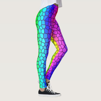Glas in lood geïnspireerde regenboogkleurige Leggi Leggings