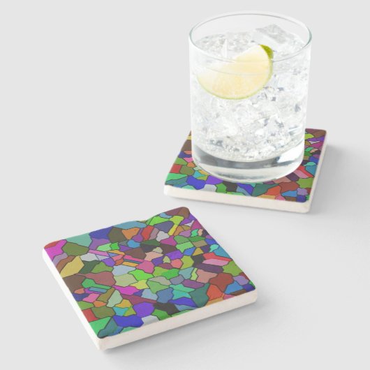 Glas in lood gekantelde Tegel kalksteen Onderzette Stenen Onderzetter (Zijkant)