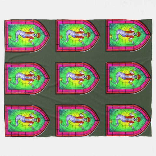 Glas in lood Genie Fleece Deken (Voorkant (Horizontaal))