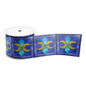 Glas in lood Geometric Moon Pattern Ribbon 3'' Satijnen Lint (Spoel)