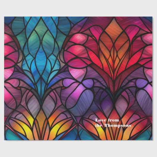 Glas in lood gepersonaliseerde kerstvakantie cadeaupapier (Vlak)