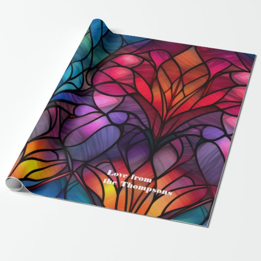 Glas in lood gepersonaliseerde kerstvakantie cadeaupapier (Uitgerold)